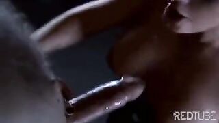 The related slave licks the lady’s pussy in an intense scene