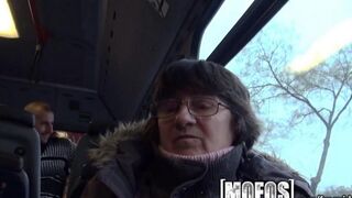 Babe fucked by a stranger on the bus in public place