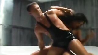 The fight ended with oil sex and a huge ass of brunette porn star