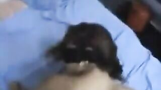 A bent girlfriend had a deep point in her hand