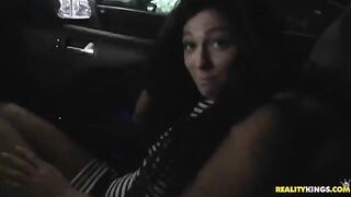 Brunette beauty gets a messy facial after hardcore sex