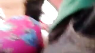 A man masturbates on a riser through the window of a moving bus
