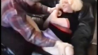 A girl is roughly fucked by a guy on his motorcycle