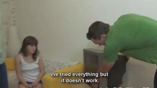 Skinny Russian guy fucked on the couch by his hot stepsister