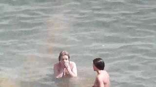 A group of naked girls are having fun in the sea, it’s a wonder to see!