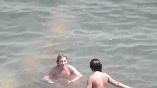 A group of naked girls are having fun in the sea, it’s a wonder to see!