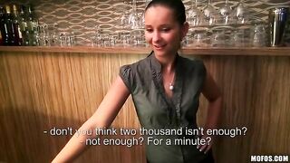 A beautiful girl-bartender agreed to have sex with the man