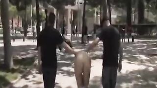Group sex in public place with young beautiful girls, full of energy and passion