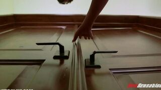 A pervert guy fucks her daughter, a young and sexy brunette