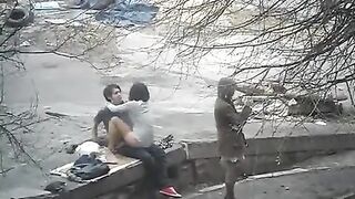 The young guy has been photographed while fucking a girl on the street