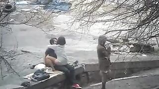 The young guy has been photographed while fucking a girl on the street