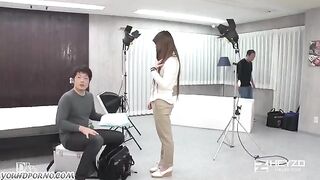 Brunette girl is fucking at the casting in an erotic style