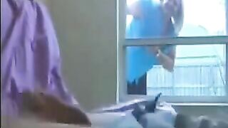 A woman spies on a guy masturbating in the hospital and helps him out