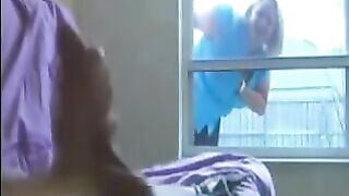 A woman spies on a guy masturbating in the hospital and helps him out