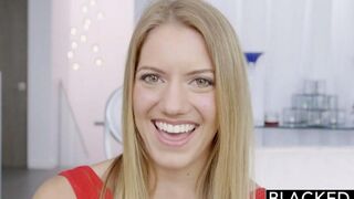 Blonde beauty fucked by a black man in all her holes, an intense interracial experience