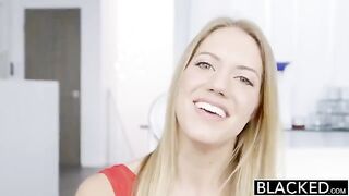 Blonde beauty fucked by a black man in all her holes, an intense interracial experience