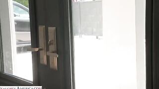 Skinny brunette takes a juicy cock in her tight ass hole