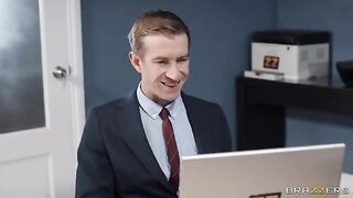 A secretary gets fucked hard in the office, wearing sexy black stockings