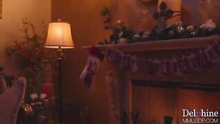 Hot blonde Christmas heeljob & footjob with long toenails - a steamy holiday treat