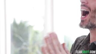 Redhead girl removes her clothes and fucks without condoms