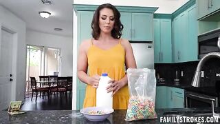 A hot woman is left alone at home and gets a little wild