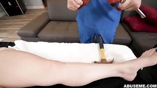 Rough massage with elements of bondage and teasing