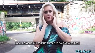Blonde MILF in public pickup action