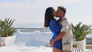 Crash a party and enjoy outdoor sex with romantic brunette beauties