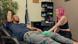 Tattooed woman has sex with a black man with a big dick