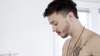 A hot woman gave a blowjob to her husband at home