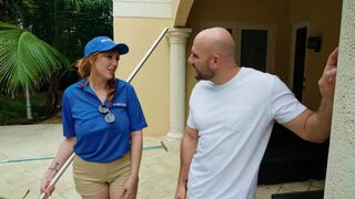 The best pool party with a red-haired MILF and her ass