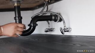 The girl called a plumber to clean the pipes