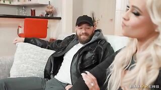 A sexy girl gets fucked on the couch for money