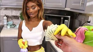 Maid came for money and got a cumshot on her face