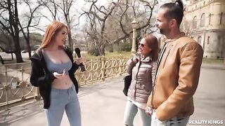 Two redheads have sex without using their hands, just mouths