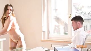 Busty boss Josephine has called the employee with a big dick to her room
