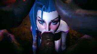 Big black cock fucked Jinx and Vi in an intense 3D scene