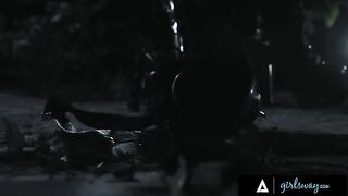 In a post-apocalyptic world, a huntress seeks survivors, finding a busty duo in a desperate gamble
