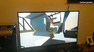 A cute challenge with a gagging blowjob video game