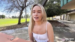 The blonde would do anything to satisfy her guy, even in public