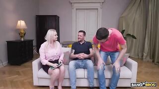 Two guys are not enough for a hot blondie