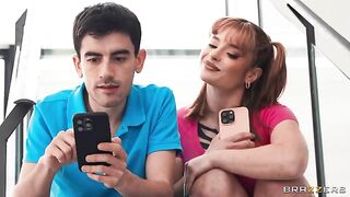 The guy gently fucks a girl with a worn hole