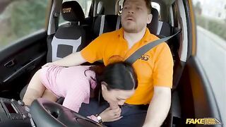 The girl is obviously trying to seduce the guy in his car