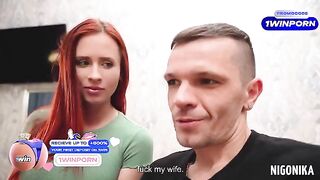 Two beautiful Russian girls have a passionate foursome in a steamy scene