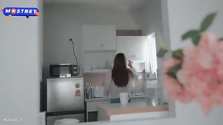 Petite brunette offers tea and a prone bone to a stranger