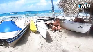 A young and cute girl has her first experience with passion on a beach