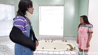 A girl is being protected from a hard cock by her dad