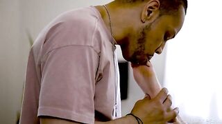 A blonde woman licks the pussy of her black lover