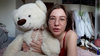 A cute teddy bear is the best companion for this 18-year-old German girl