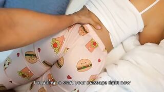 Her ass looks good in pajamas, a mature woman massages her stepson